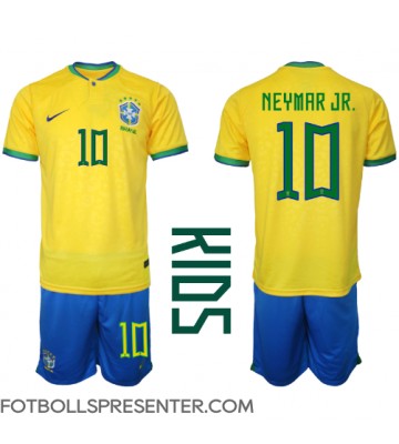 Brasilien Neymar Jr #10 Hemmatröja Barn VM 2022 Kortärmad (+ korta byxor)